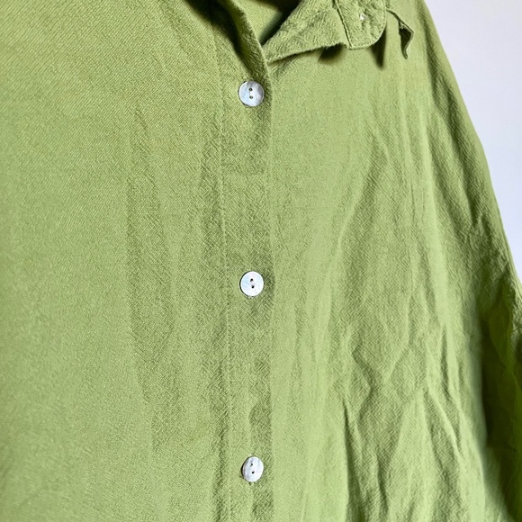 Soft Surroundings NWOT Textured 100% Cotton Button Down Shirt Green Size 2X - Picture 4 of 8